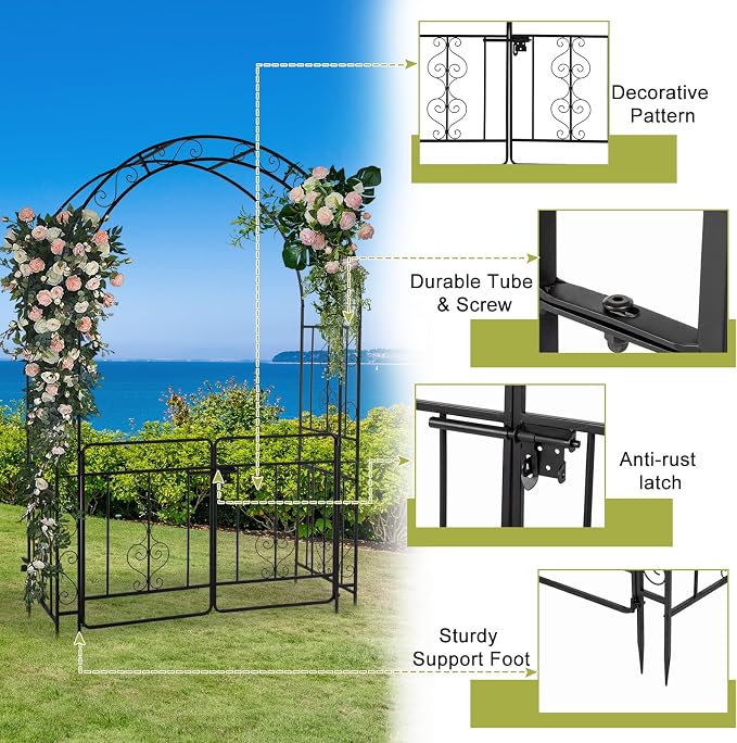 VINGLI Garden Arbor Arch, Wedding Arch Archway - Image 4