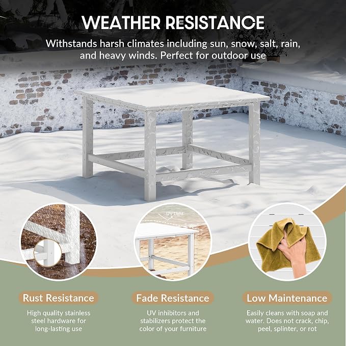 WestinTrends Malibu Low Outdoor HDPE Square Patio Coffee Table - Image 4