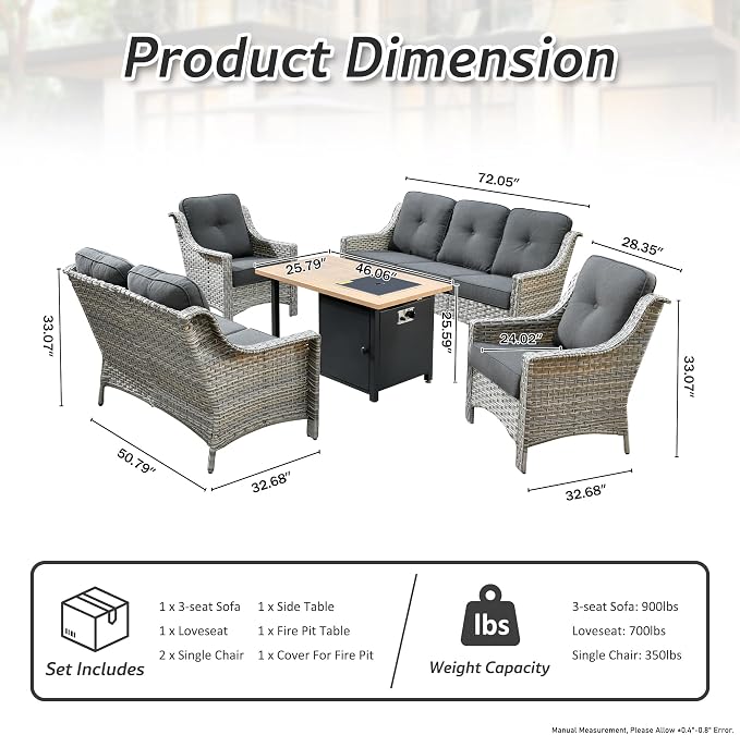 HOOOWOOO 5 Piece Patio Set - Image 7