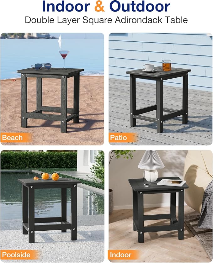 YEFU Outdoor Side Table for Patio: 16" HIPS Weather - Image 7