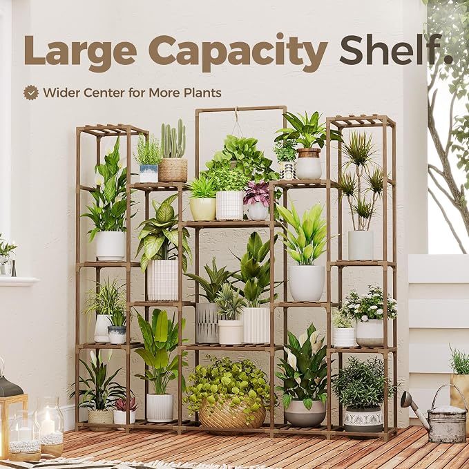 Bamworld Plant Shelf Indoor Hanging Plant Stand Outdoor Large Plant Shelves - Image 6