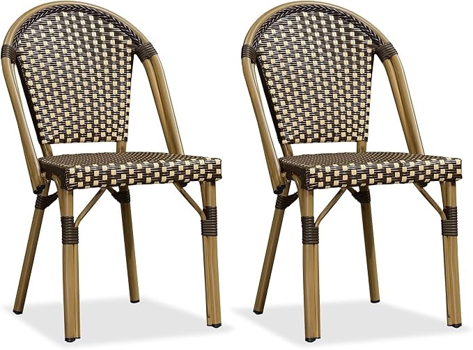 PURPLE LEAF Bistro Chair French Hand-Woven Wicker Chairs - Image 9