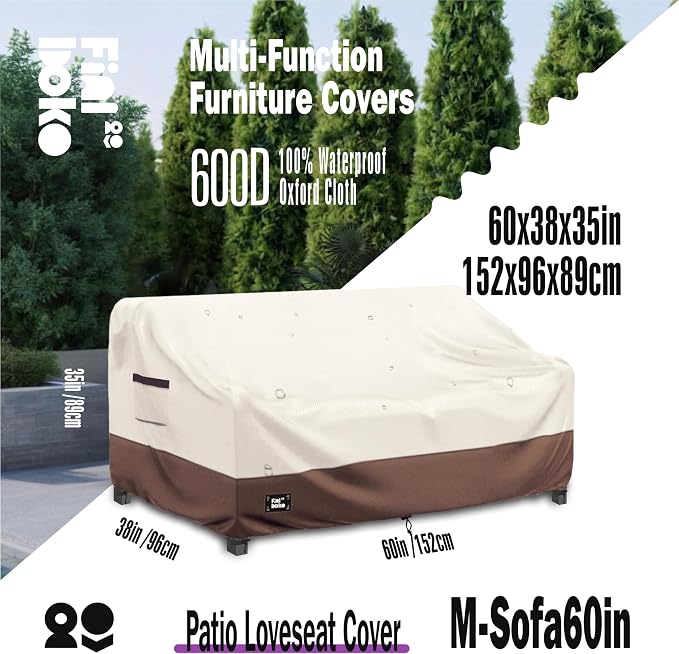 2-Seater Outdoor Couch Cover, 100% Waterproof Heavy Duty Patio Sofa Covers - Image 2