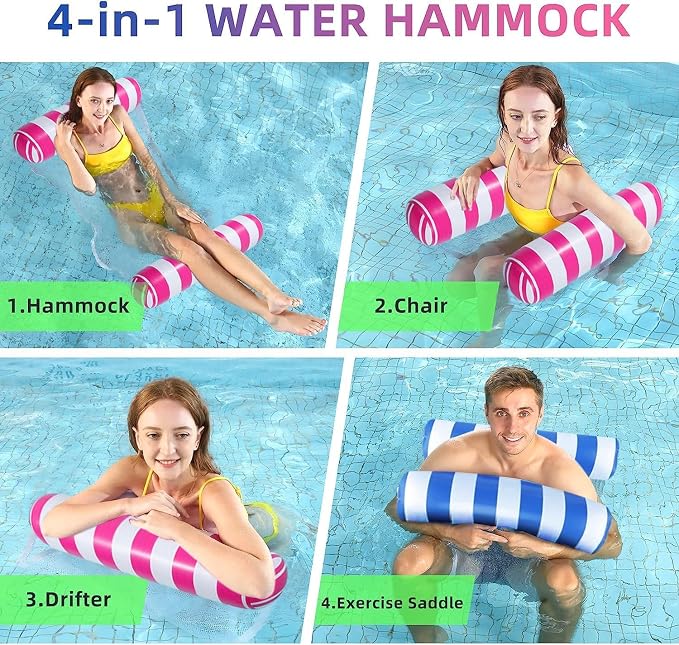 JUXIAO 5 Pack Upgrated XL Water Pool Floats, 4-in-1 Multi-Purpose Water Pool - Image 2
