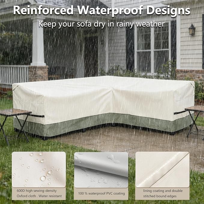 okcool Outdoor Sectional Sofa Cover Waterproof-L-Shaped Patio Furniture Covers - Image 6