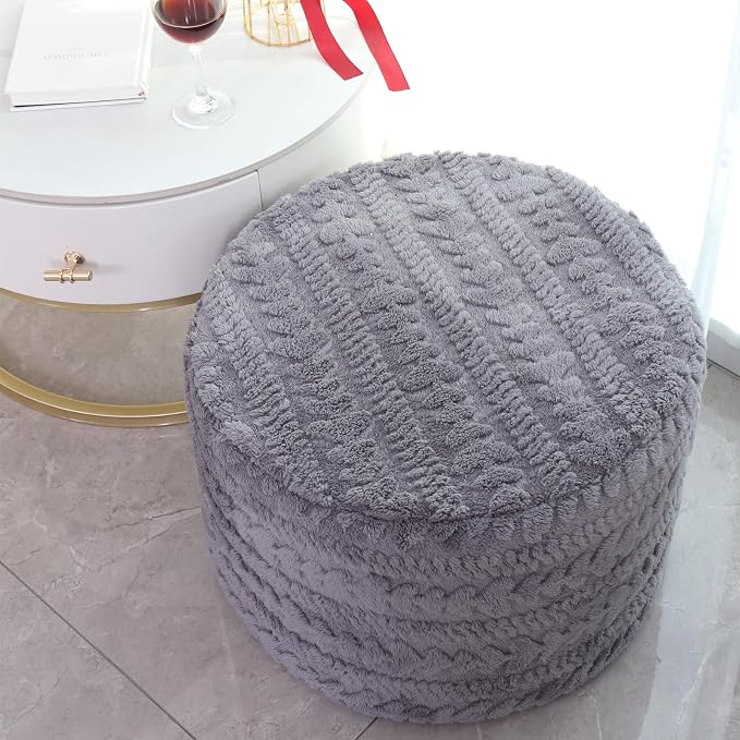 Asuprui Round Footstool Ottoman, 20x14 Inches Multi-Functional Modern Foot Stool - Image 5