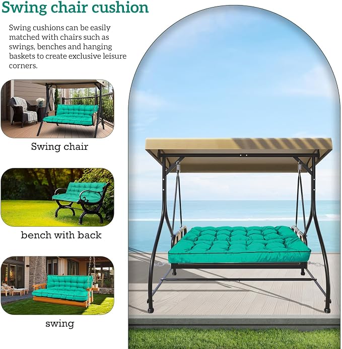Outside Benches Cushion with Backrest, Thicken Waterproof Swing Cushions 2/3 - Image 3