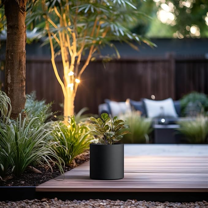 Kante 9.8" Dia Round Concrete Planter, Modern Style Large Cylindrical Plant Pot - Image 3