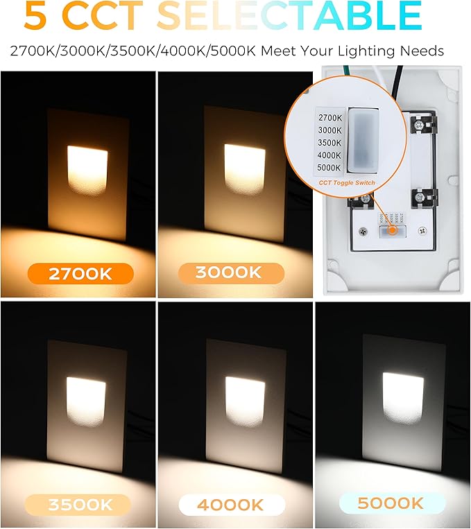 CLOUDY BAY 120V Dimmbale 5 Color LED Indoor Outdoor Step Light, - Image 3
