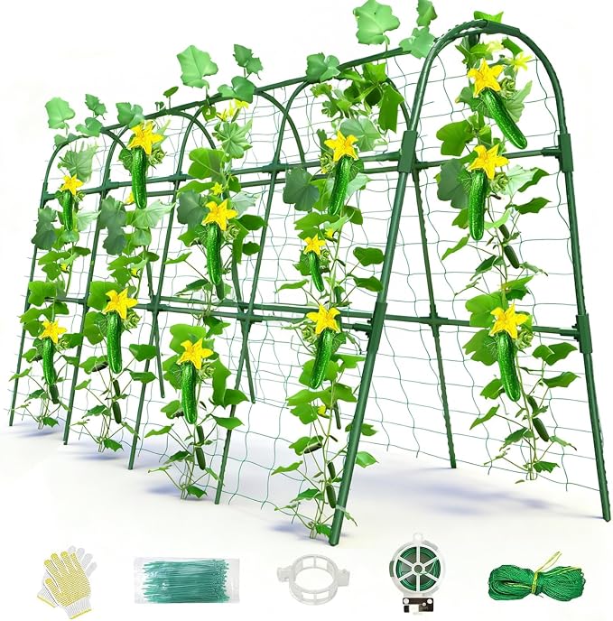 Cucumber Trellis for Raised Bed, U-Shape Garden Arch Metal Support for Climbing by Laodier