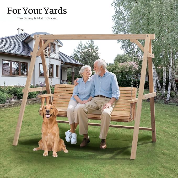 VINGLI 5FT Wooden Swing Frame, 660 LBS Heavy Duty A-Frame Porch Swing Stand - Image 8