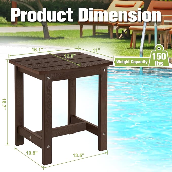 Y&M Outdoor Side Table, HIPS Adirondack Small Single Table, Waterproof Square - Image 3