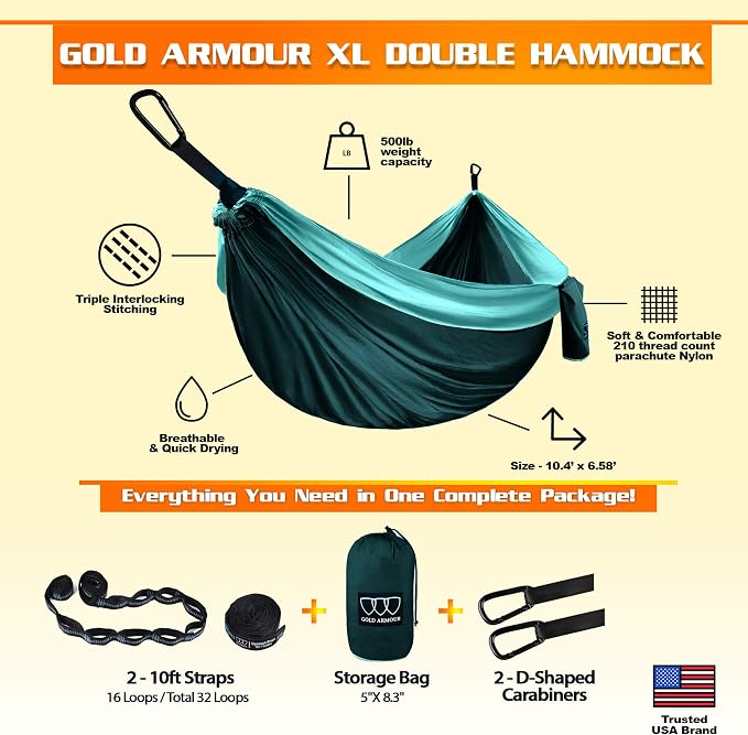 Gold Armour Camping Hammock - Image 2
