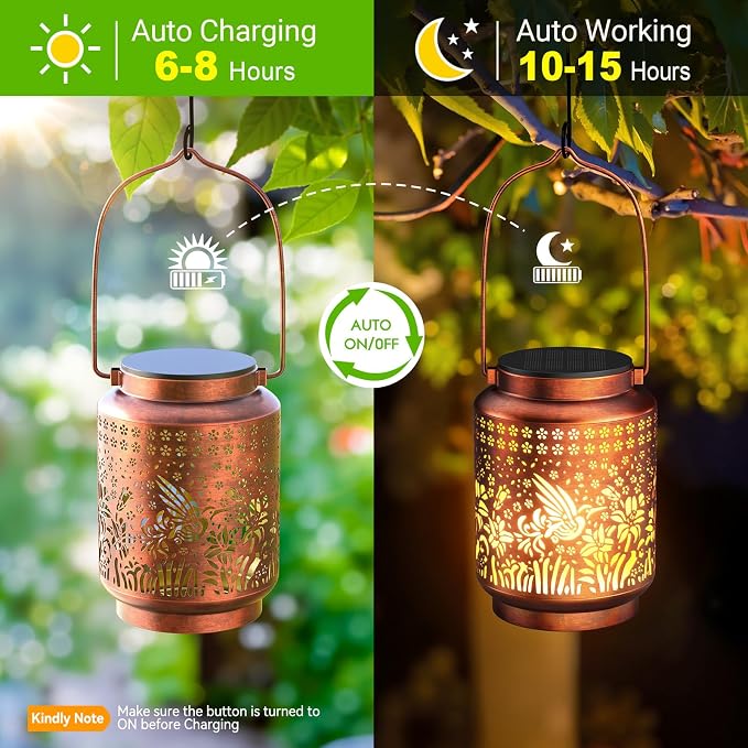 KOOPER 2 Pack Solar Lanterns Outdoor Waterproof Birthday Gifts - Image 9