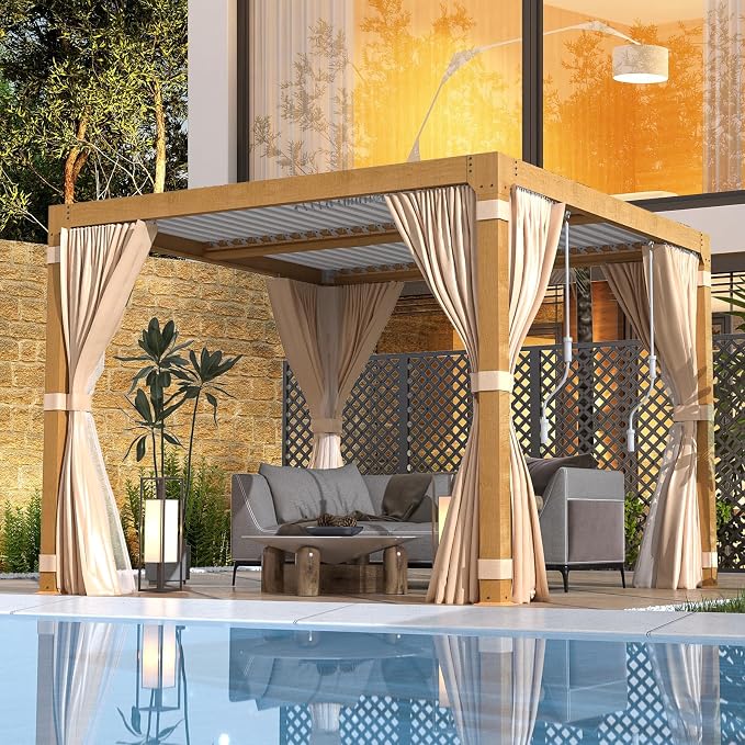 EROMMY Louvered Pergola 10' x 10' Outdoor Hard Top Gazebo by EROMMY
