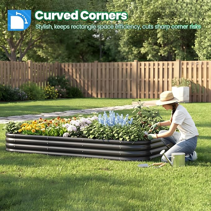 Quictent Galvanized Raised Garden Bed Kit, Strengthened by Crossbar, Dark Gray - Image 2