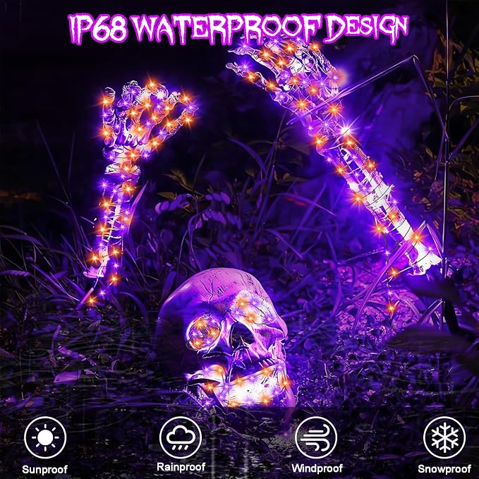 4 Pack Halloween Solar Fairy Lights 131.2Ft 400 LEDs Outdoor Twinkle Lights - Image 5