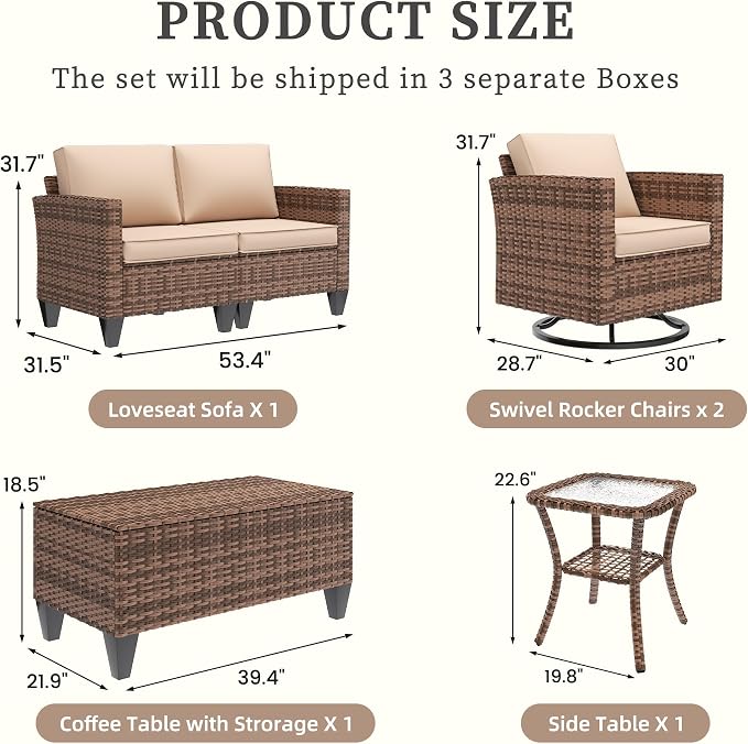 UDPATIO Patio Furniture Set, 5 Pieces Outdoor Furniture Sets - Image 3