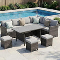 Wisteria Lane 7 Piece Patio Furniture Set, High Curved Back Wicker Patio by WisteriaLane