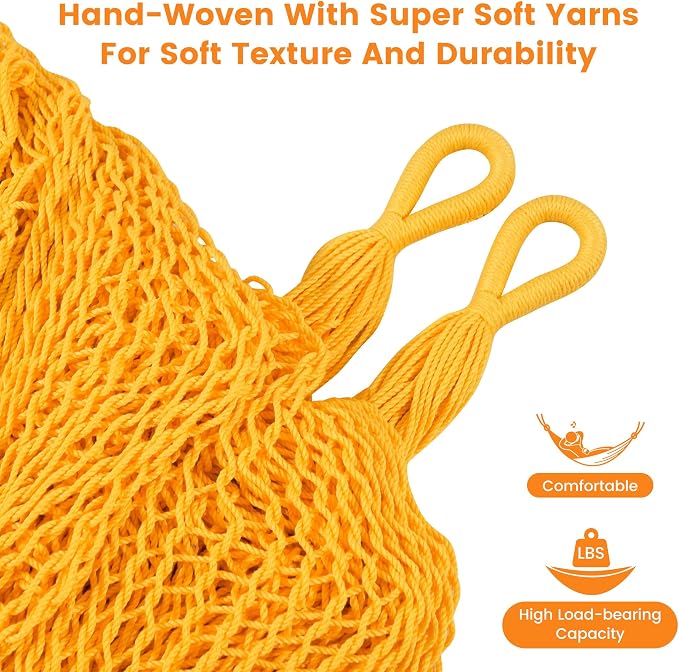 Lazy Daze Hammocks Handwoven Mayan Hammock, 10.5 FT Soft Rope Double Hammocks - Image 4