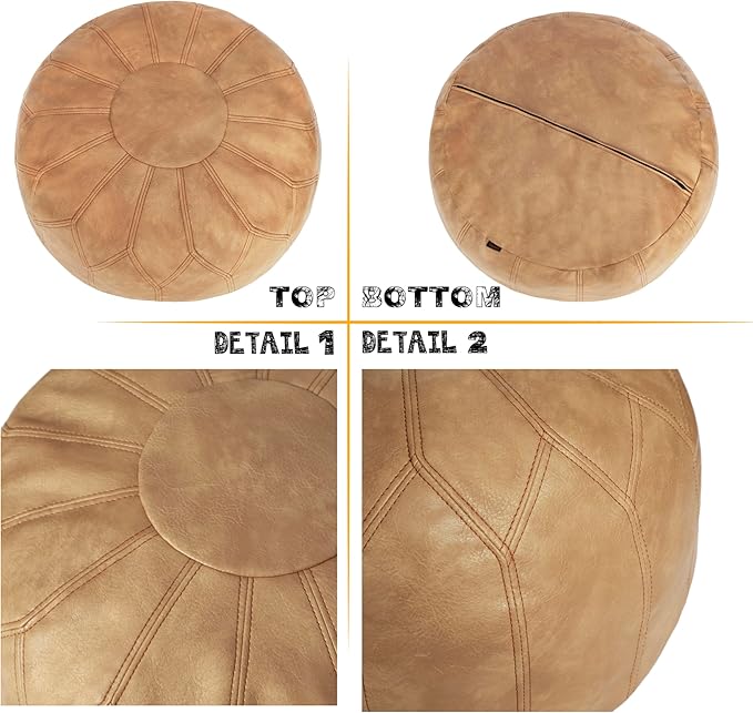 Thgonwid Unstuffed Moroccan Faux Leather Pouf Ottoman - Image 8