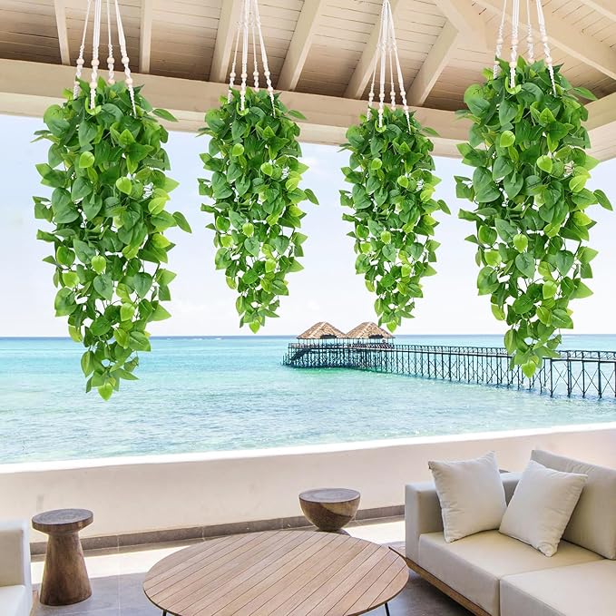 Waipfaru Fake Hanging Plants, Faux Ivy Pothos Vines Greenery - Image 6