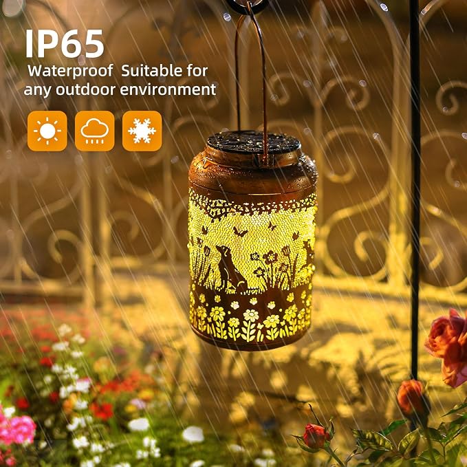 2Pack Dog Solar Lanterns Outdoor Waterproof Garden Decor Solar Lights Birthday - Image 4