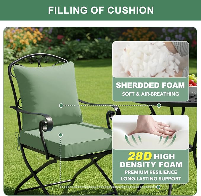 Outdoor Cushions for Patio Furniture, Double-Sided Waterproof Backrest and Deep - Image 4