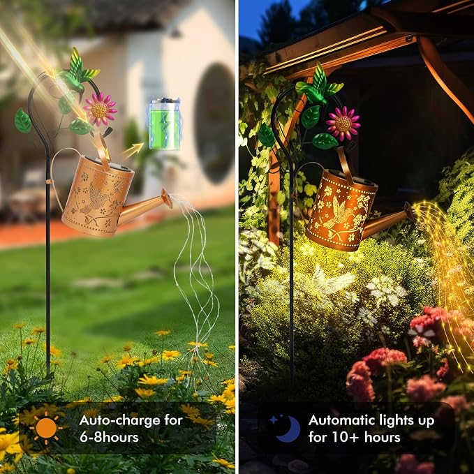 Hummingbird Outdoor Hanging Solar Lantern Waterproof Metal Openwork Hummingbird - Image 5
