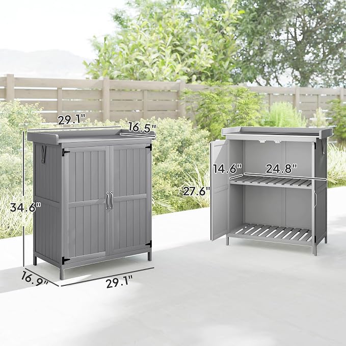 Outsunny Outdoor Storage Cabinet, Garden Tool Shed - Image 7