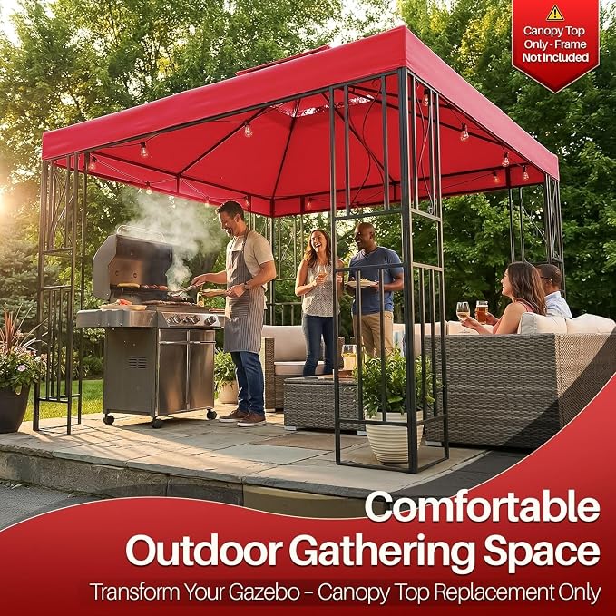 Flexzion Gazebo Cover Replacement Canopy Top 8x8 Ft - Image 8