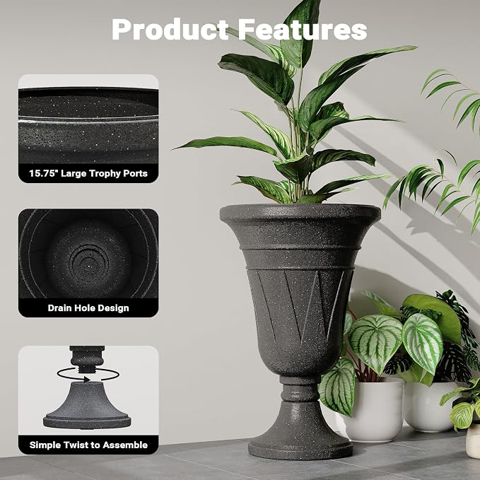 23" Tall Planters for Outdoor Plants Set of 2, Planter - Image 4