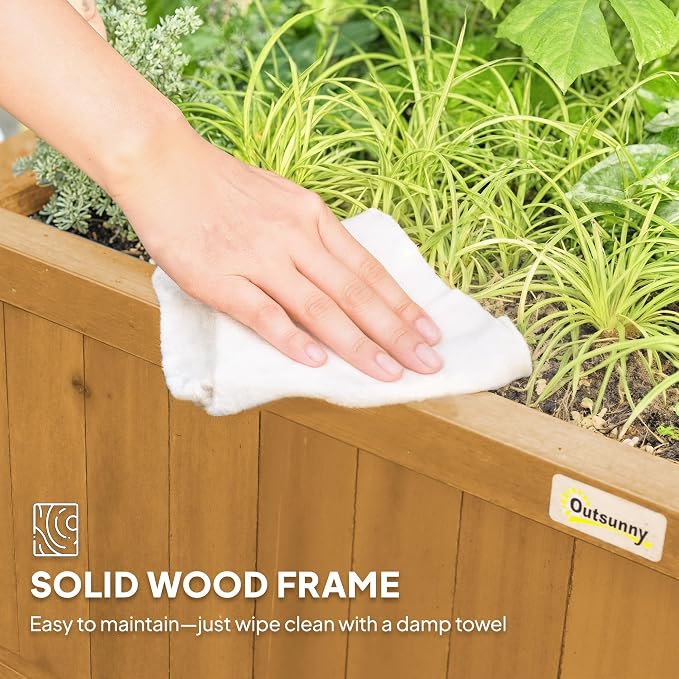 Outsunny Wood Planter with Trellis, Raised Garden Bed - Image 6