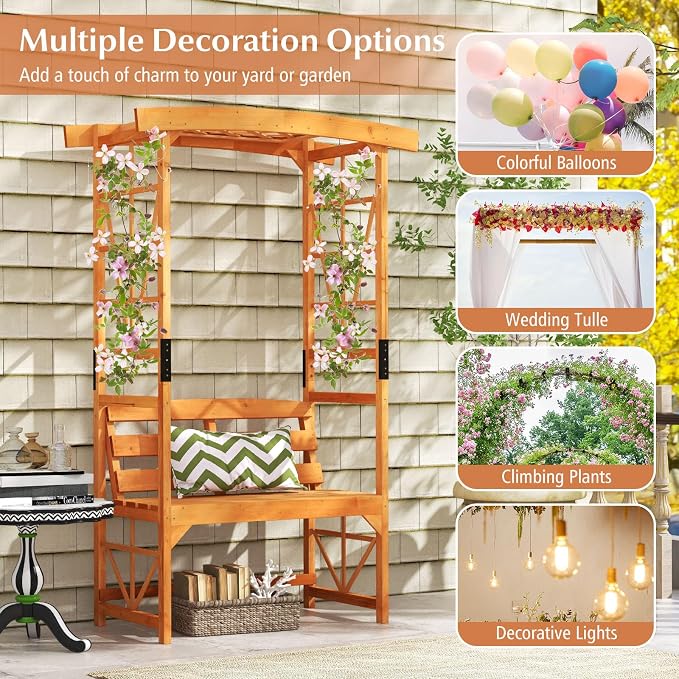 Giantex Garden Arbor with Bench - Image 6