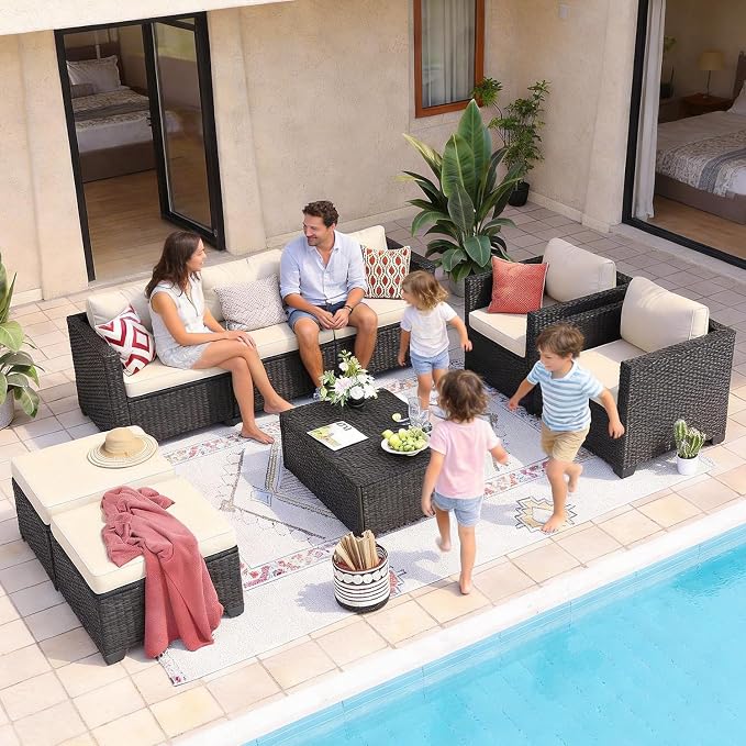 Aoxun 8 Piece Outdoor Patio Furniture Set 7 Seats, Outdoor Sectional - Image 3