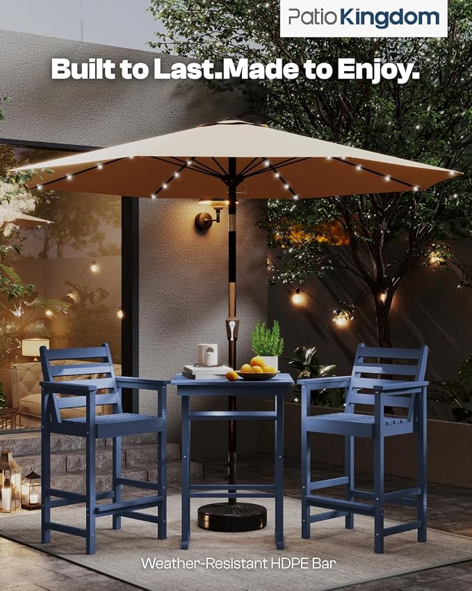 5-Piece Bar Height Adirondack Chairs and Table Set, Outdoor Patio Bar Set - Image 7