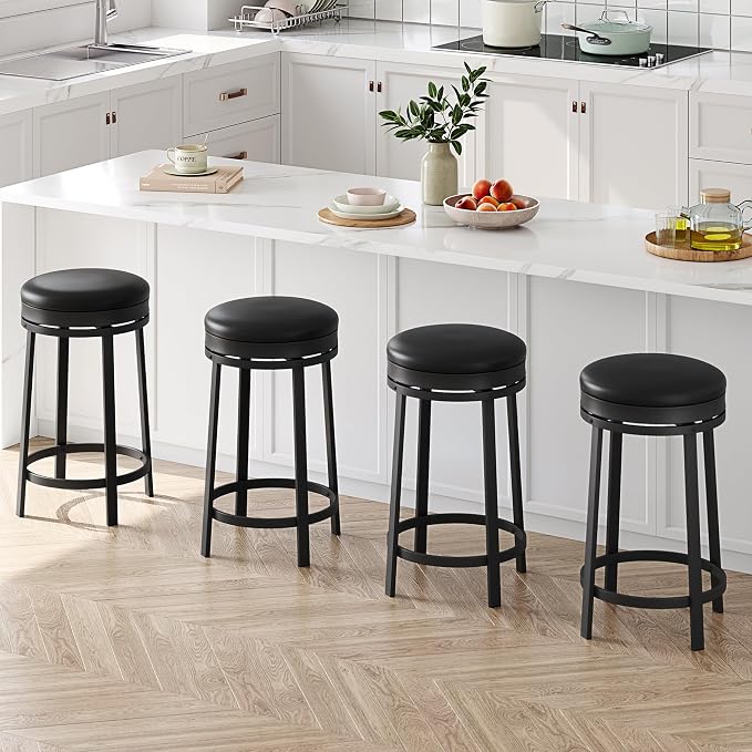 IDEALHOUSE 24'' Swivel Bar Stools Set of 4 by IDEALHOUSE