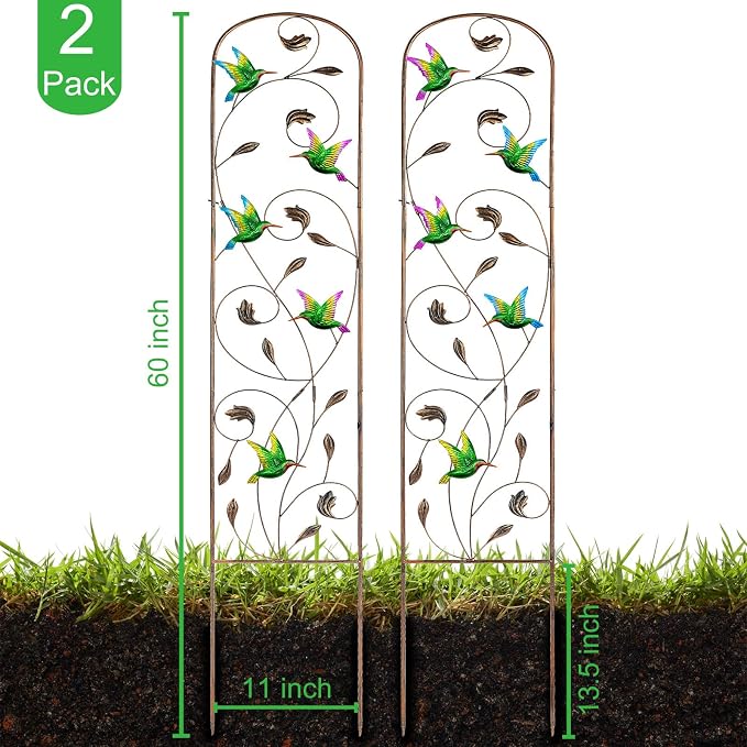 SUNNYPARK Set of 2 Hummingbird Metal Garden Trellis - Image 2