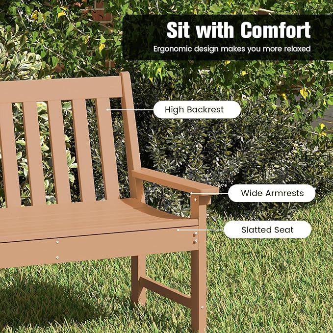 Tangkula HDPE Outdoor Garden Bench - Image 6