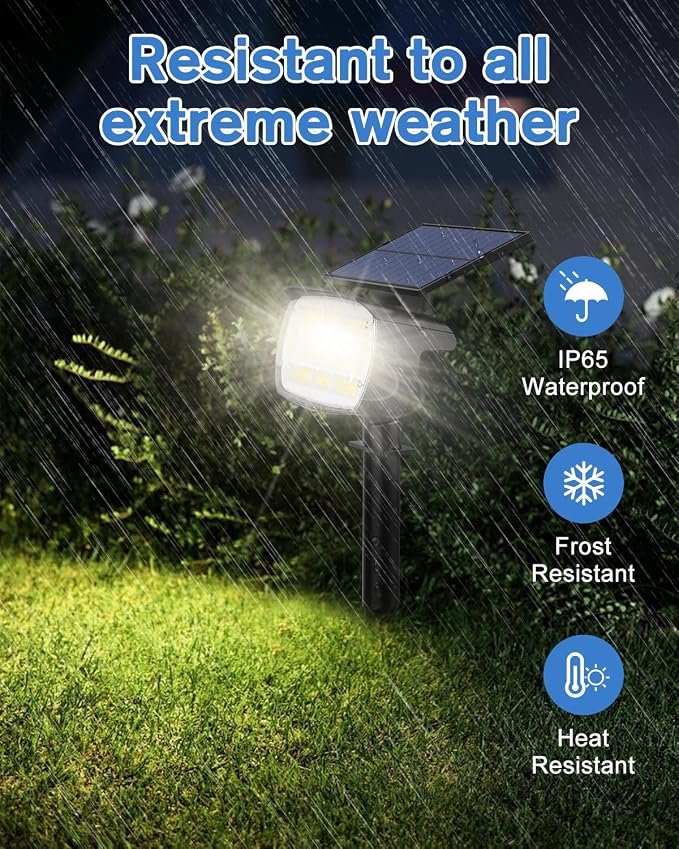 Fabrito Large Solar Spot Lights Outdoor 2 Pack, 1000 Lumens High Brightness - Image 6