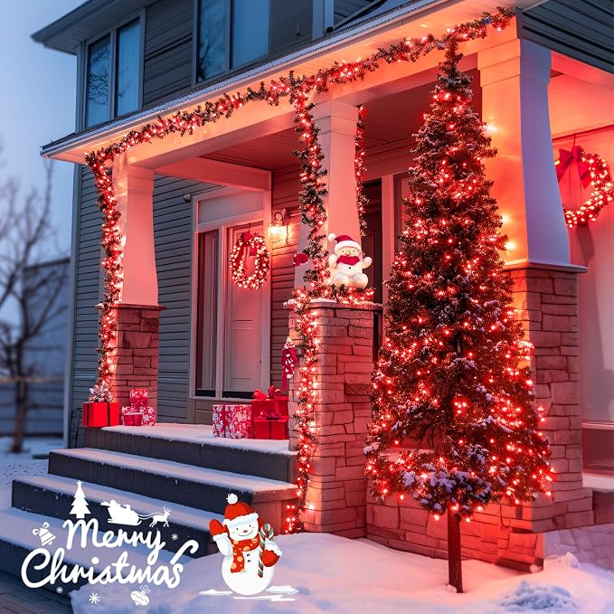 JMEXSUSS 400 LED Red Christmas Lights Indoor Outdoor, 132ft String Lights Plug - Image 7