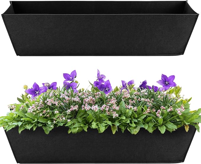 Adnee 2 Pcs 30 Inch Fabric Plant Window Box Liners-Rectangular Non-Woven by Adnee
