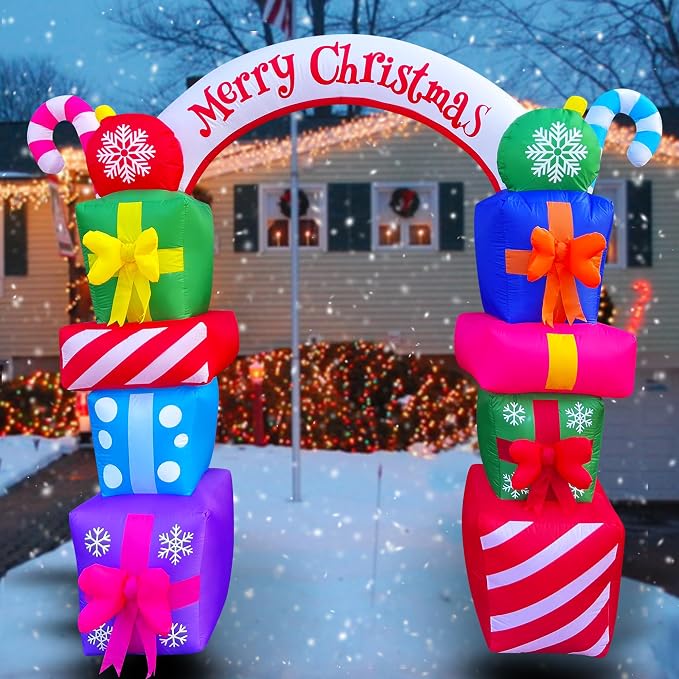 SEASONBLOW 8 FT Christmas Inflatable Gift Boxes Arch Archway - Image 2