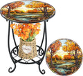 Outdoor Side Table Round Small Mosaic Patio Accent Indoor End Plant Coffee Tea by Cinnvoice
