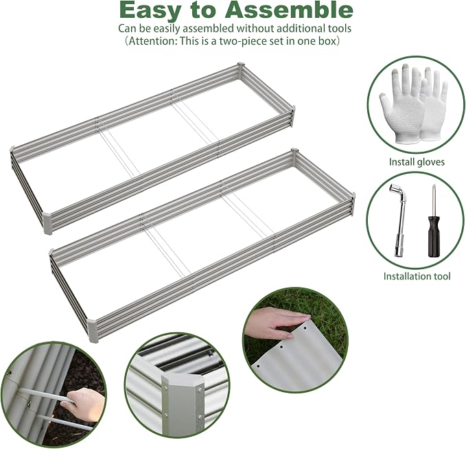12x4x1ft Raised Garden Beds Outdoor Kit, Galvanized Planter Garden Boxes Outdoor - Image 4