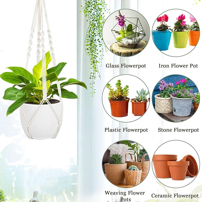 Augshy 27inch Macrame Plant Hanger, 2 Packs Plant Hangers - Image 4