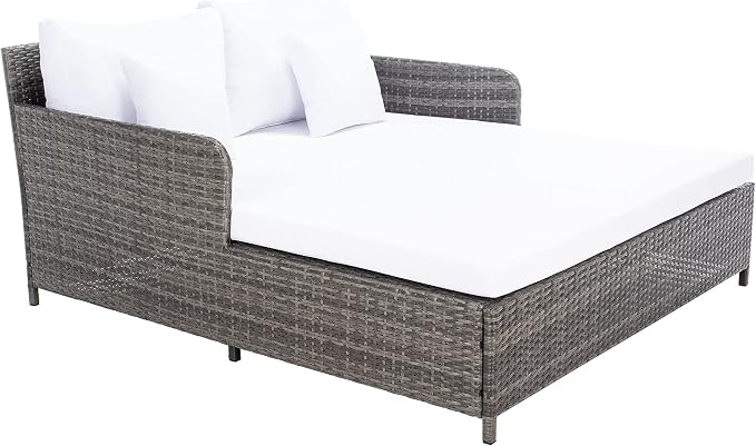 Safavieh Outdoor Collection Cadeo Grey Brown/White Cushion Daybed PAT7500C - Image 4