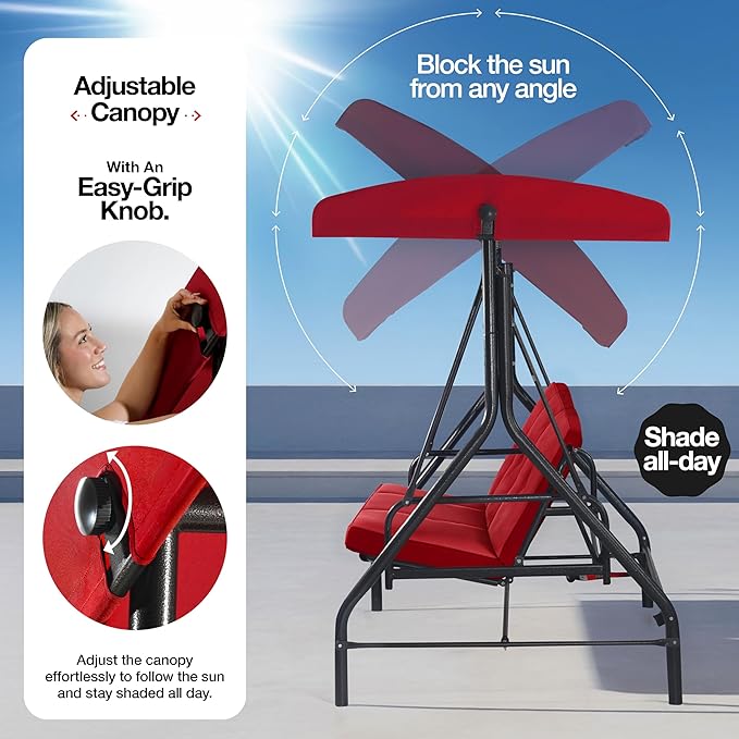 Porch Swing - 3-Seat Patio Outdoor Swing - Image 5
