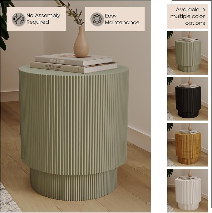 LeisureMod Modern Side Table Round Fiberstone Top Accent End Table - Image 7