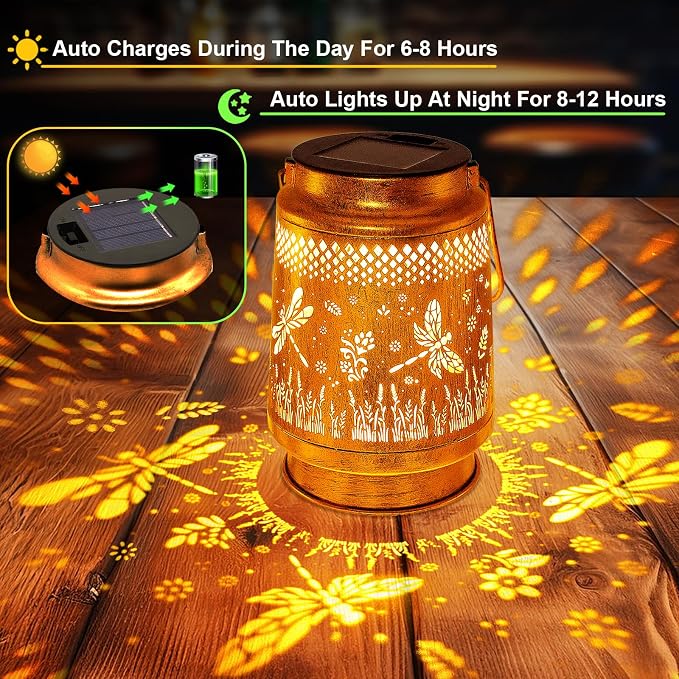 Solar Lanterns Outdoor Waterproof Dragonfly Garden Decor, Gifts - Image 7